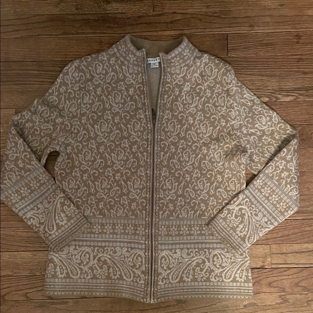 Pendleton Beige & Cream Zip-Front Jacquard Sweater Jacket
